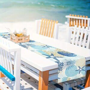 Tropical Vibe Ocean Beach Theme Table Runner - 72" x 12" - Indoor/Outdoor